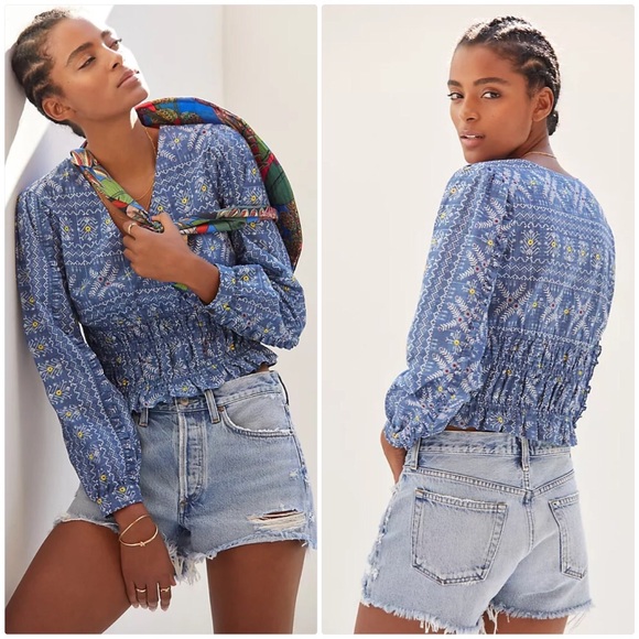 Anthropologie Tops - NWT ANTHROPOLOGIE FOREVER THAT GIRL EMBROIDERED SMOCKED BLOUSE